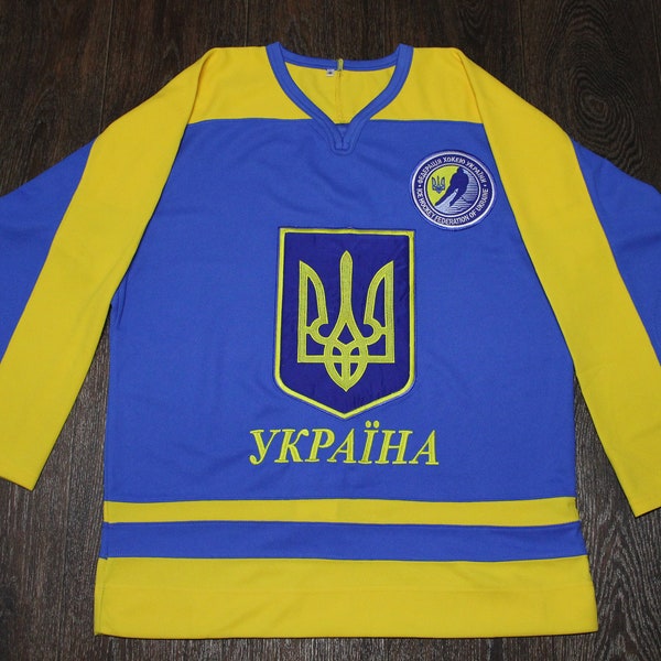 Vintage Ukrainian Ice Hockey Jersey National Team of Ukraine Ice Hockey Jersey Uniform Ukrainian Jersey National Team
