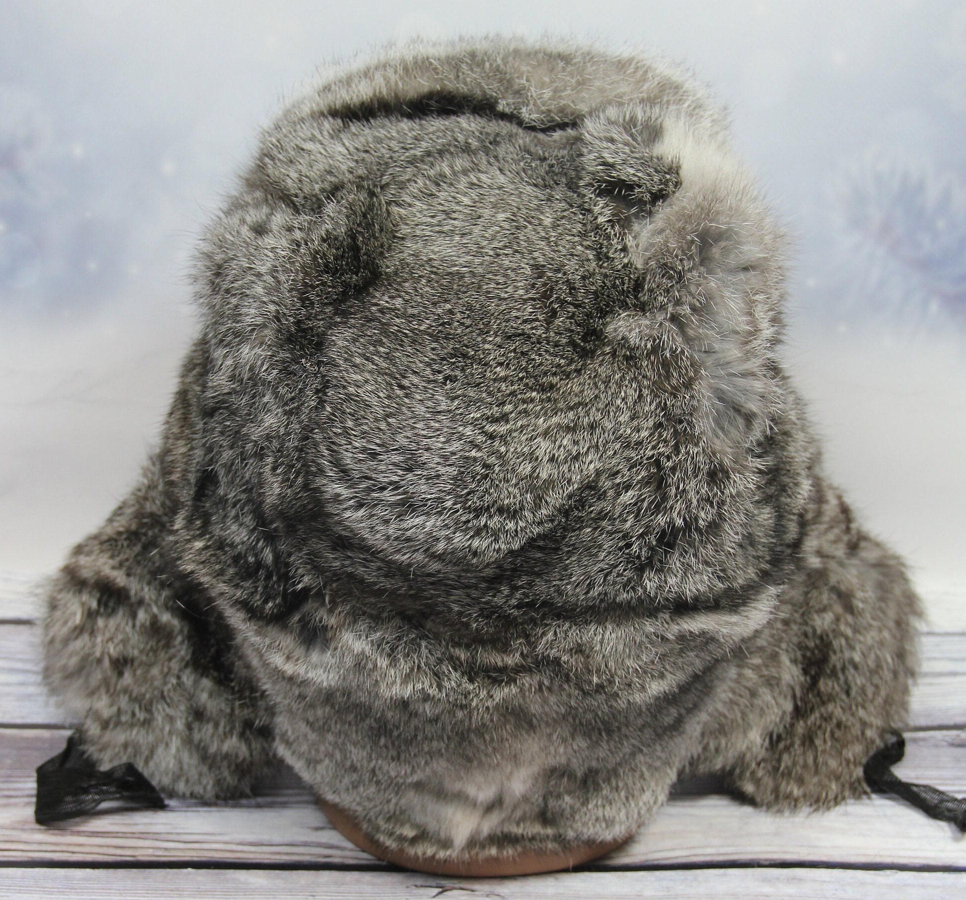 Winter Rabbit Fur Hat, Natural Ushanka Hat, Ukrainian Winter Fur