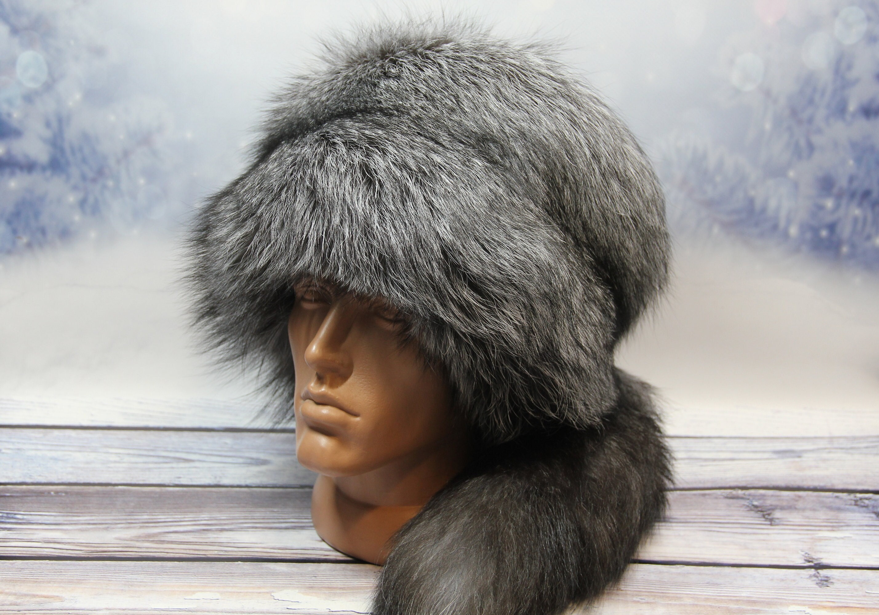 MADE in UKRAINE Winter Silver Fox Fur Hat, Natural Kubanka 