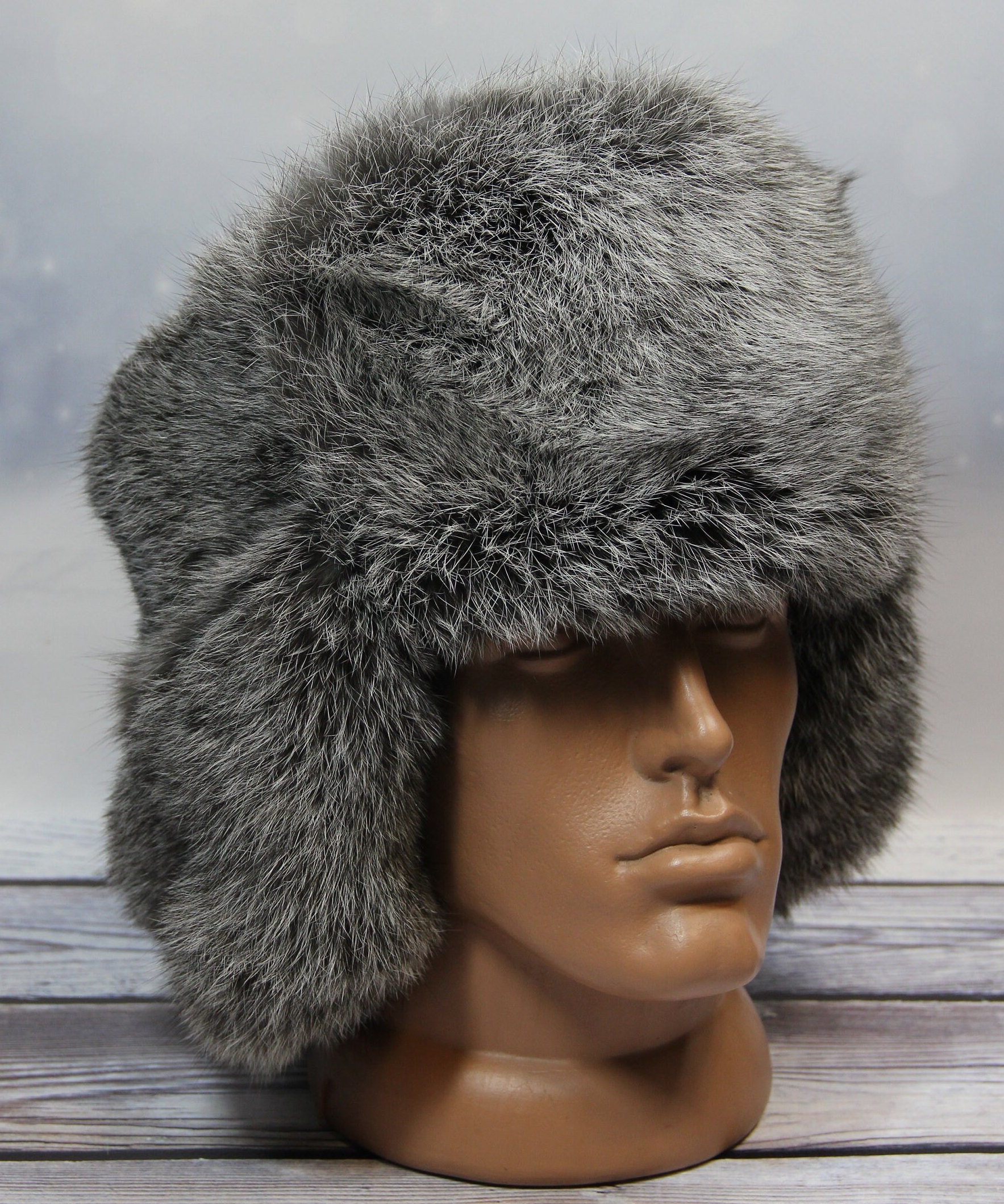 Vintage Rabbit Hat Russian Fur Winter 