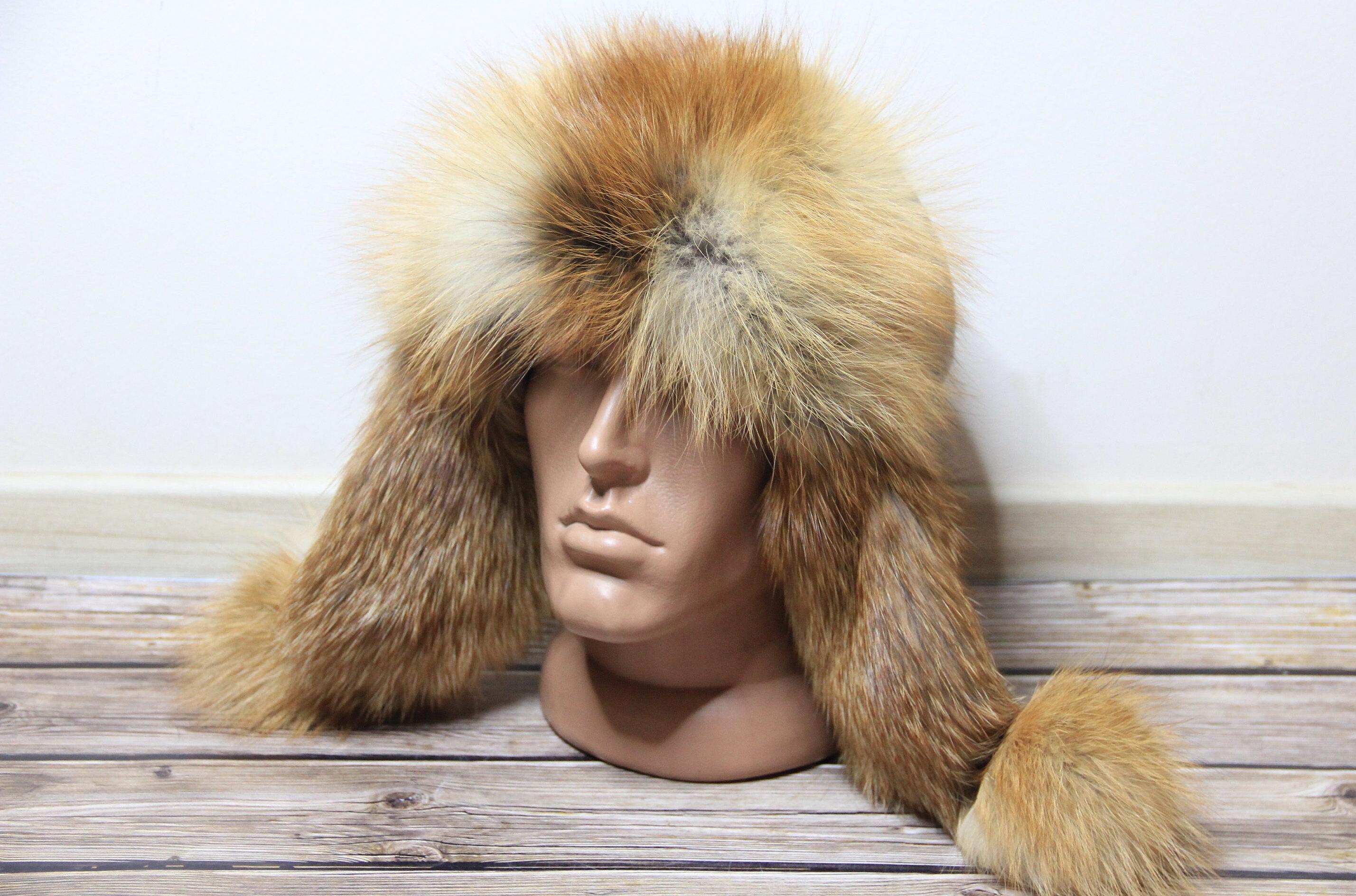 MADE in UKRAINE Winter Red Fox Fur Hat, Natural Ushanka Hat 