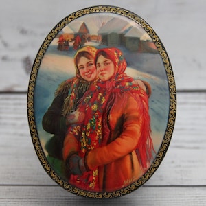 Made in Ukraine Ukrainian Lacquer Box, Art Painting School, Portrait, Handmade, Jewelry Box, Home decor, Gift Box