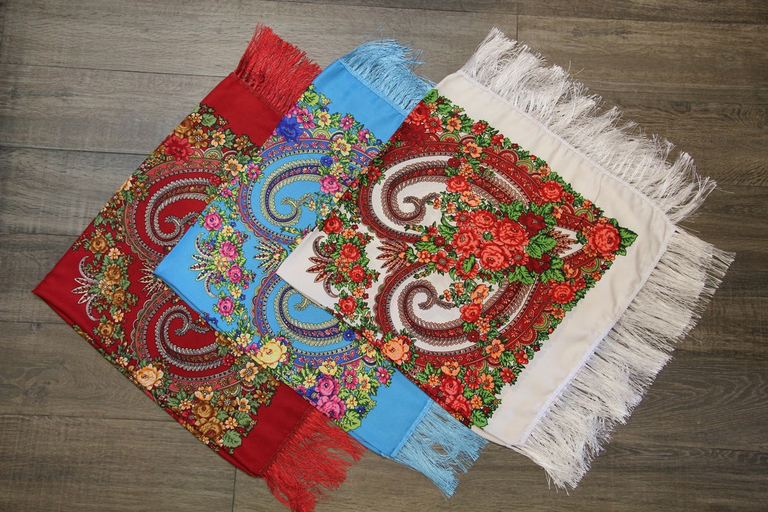 Ukrainianethnic Folk Shawl Scarf Slavic Babushka Floral Scarf Modern ...
