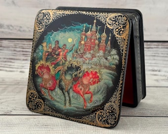 Ukrainian Lacquer Box, Palekh Art Painting School, Fairy Tale, Handmade Trinket Box, Jewelry Box, Home Decor, Gift Box