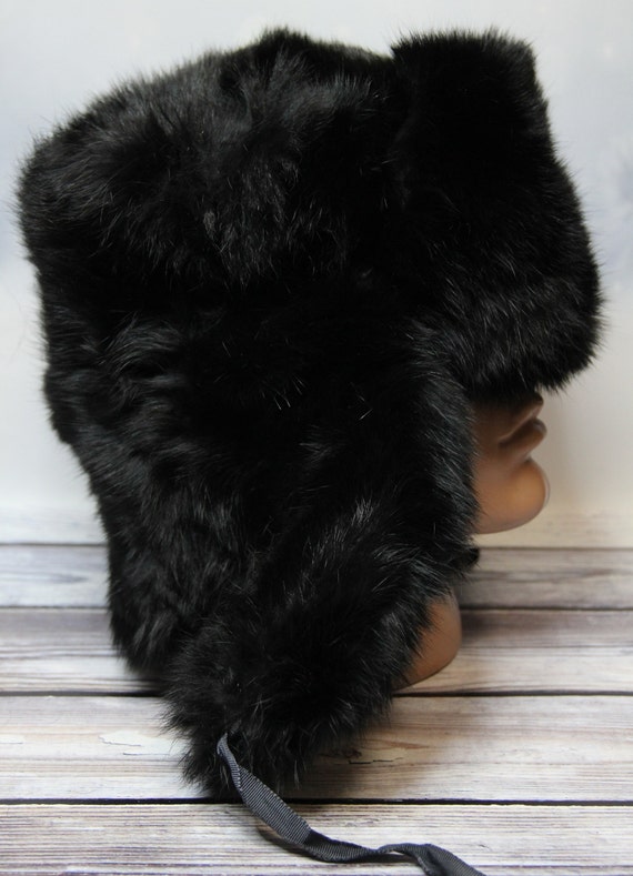 Top Quality Winter Rabbit Fur Hat, Natural Ushanka Hat, Ukrainian