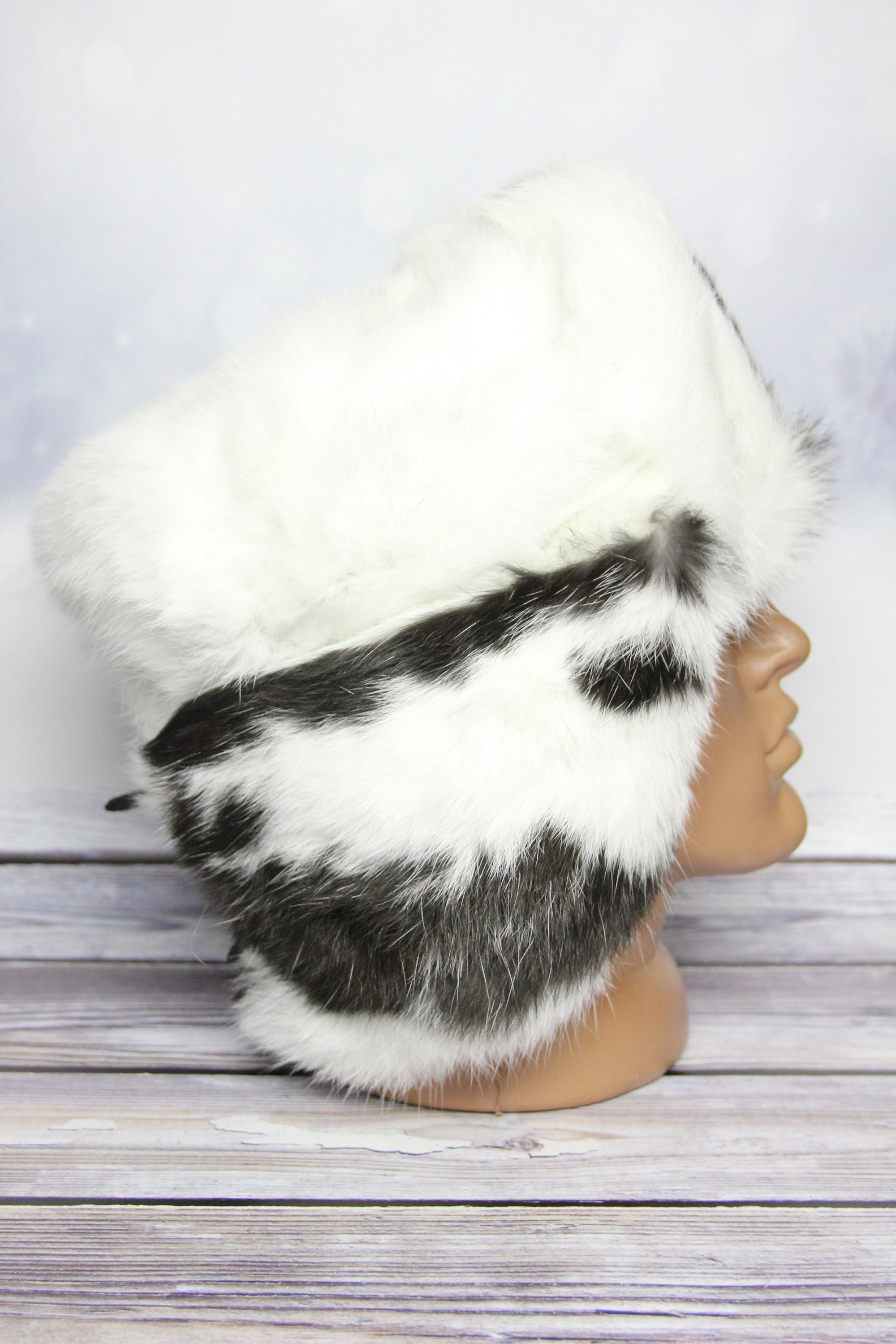 MADE in UKRAINE Winter Rabbit Fur Hat, Natural Ushanka Hat