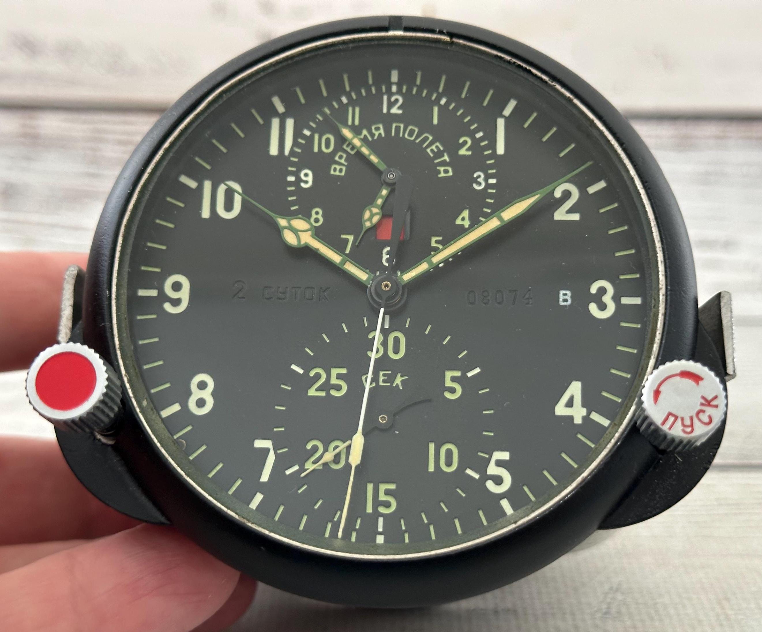 時計 MOD vintages military pailot S design Rare Original Soviet Military Aviation Air Jet Clock ACHS-1 Watch