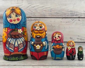 Ifundom Poupées Russes Gigognes En Bois Faites à La Main, Lot De 6, Pour Anniversaire, Noël, Halloween, Décoration De La Maison, Cadeau De Vœux