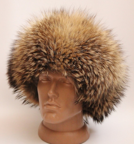 ウクライナ製 ウクライナの冬用アライグマの毛皮の帽子、天然毛皮の