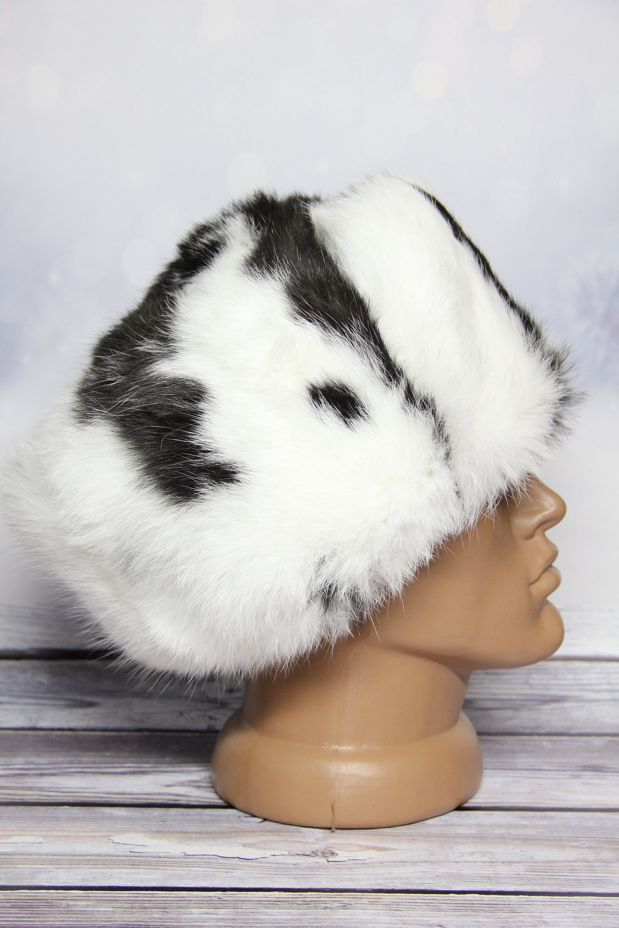 MADE in UKRAINE Winter Rabbit Fur Hat, Natural Ushanka Hat