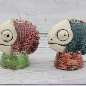 Ceramic Figurine Chameleon 3.34" Collectable Ceramic Sculpture Gift For Mom Gift for Her Real Artwork Vladimir Butcanov