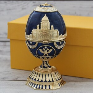 Faberge Style Christmas Egg 5.31&quot; or 13.5 cm, Hand Crafted With Enamel & Swarovski Crystals, Christmas Egg, Gift For Her, Home Decor