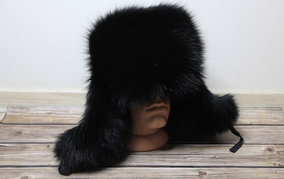 Top Quality!!! Black Winter Polar Fox Fur Hat, Natural  display picture 1