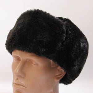 Cappello in finta pelliccia invernale vintage, cappello Ushanka dal design dell'esercito sovietico, cappello invernale del soldato sovietico, colore nero, cappello URSS