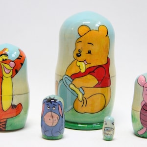 Comics Heroes Nesting Doll 3.93&quot; or 10 cm, Hand Painted Matryoshka Doll 5 pieces, Funny Gifts, , Kids Gift, Wooden Doll MADE in UKRAINE