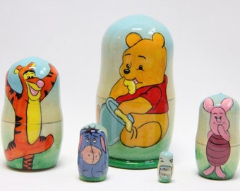 Comics Heroes Nesting Doll 3.93" or 10 cm, Hand Painted Matryoshka Doll 5 pieces, Funny Gifts, , Kids Gift, Wooden Doll MADE in UKRAINE