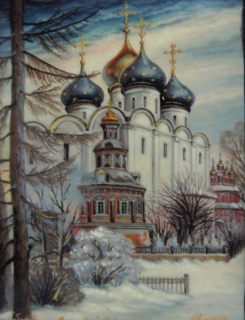 Russian Lacquer Box Gift Box Church Jewelry Box Home Decor Handmade Fedoskino Art Painting School