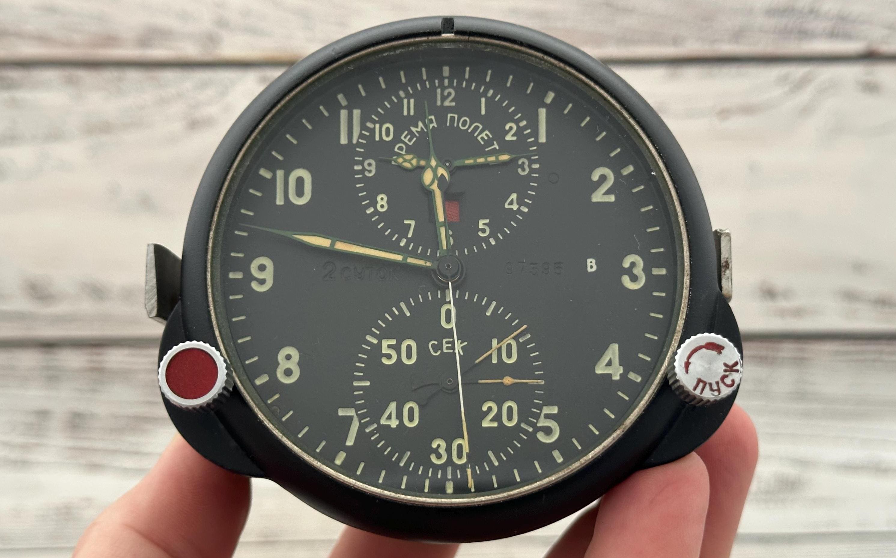 Rare Original Soviet Military Aviation Air Jet Clock ACHS-1 Watch