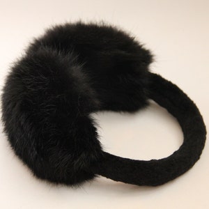 Winter Rabbit Fur Earmuffs, Rabbit Fur Black Color, Handcrafted, Gift for Her, Warm Hat For Lady, Gift For Her