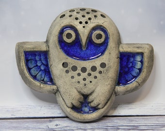 Ceramic Sculpture Owl 9.84", Collectable Ceramic Panel on the Wall, One of Kind, Gift For Mom, Gift for Her, Real Art Work