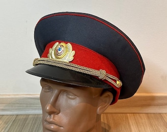 Original Police Officer Visor Cap, Soviet Officer Cap of Police Troops, Officer of USSR Police, Collectable, Gift For Him