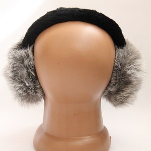 MADE in UKRAINE Winter Rabbit Fur Earmuffs, Rabbit Fur Silver Color, Handcrafted, Gift for Her image 4