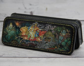 Ukrainian Lacquer Box, Palekh Art Painting School, Fairy Tale, Handmade, Jewelry Box, Home Decor, Gift Box