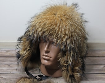 Winter Raccoon Fur Hat, Natural Fur Hat, Ukrainian Winter Fur Hat, Raccoon Fur, Top Quality!!!