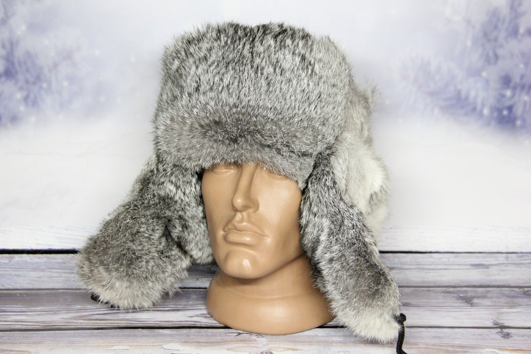 Soviet Rabbit Hat Top Quality USSR Hat,winter Rabbit Fur Hat, Natural Ushanka Hat ...