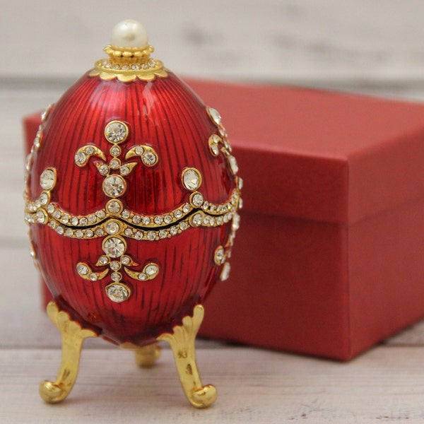 Faberge Style Easter Egg 3.54" or 9 cm, Hand Crafted With Enamel & Swarovski Crystals, Easter Egg, Gift For Her, Home Decor