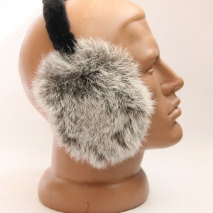MADE in UKRAINE Winter Rabbit Fur Earmuffs, Rabbit Fur Silver Color, Handcrafted, Gift for Her image 5