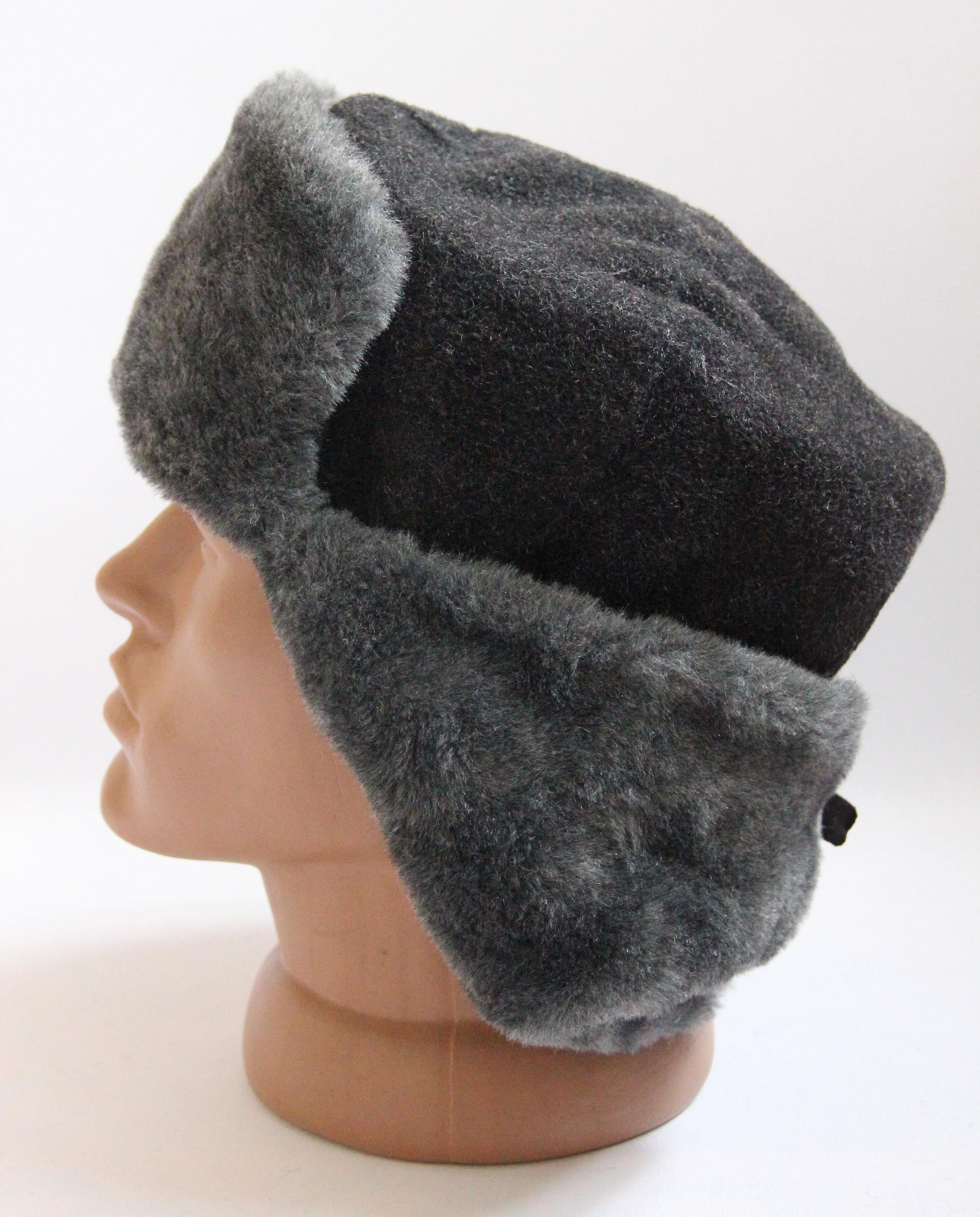 ヴィンテージ冬用フェイクファー帽子、ソビエト軍デザインウシャンカ