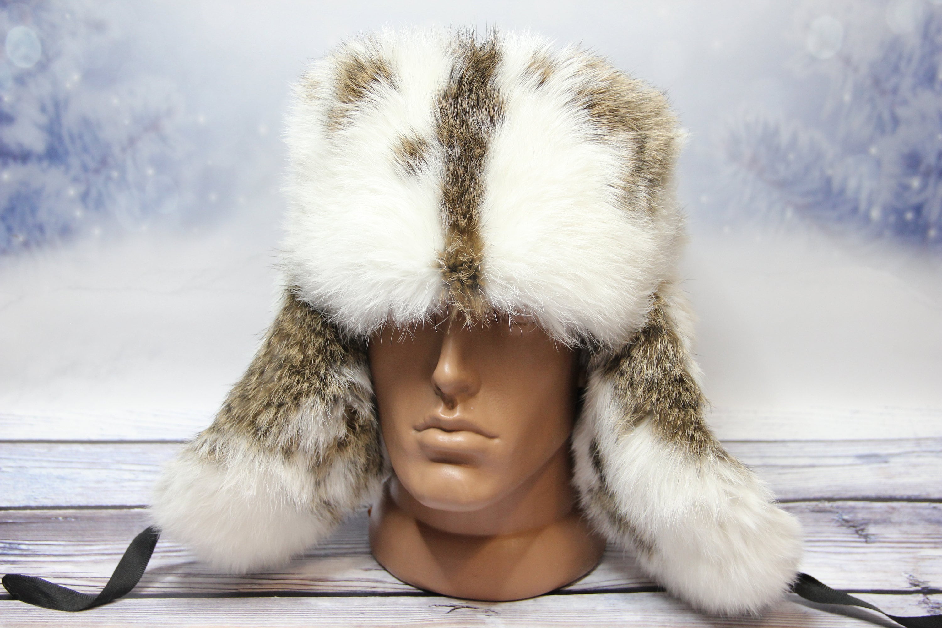 MADE in UKRAINE Winter Rabbit Fur Hat, Natural Ushanka Hat