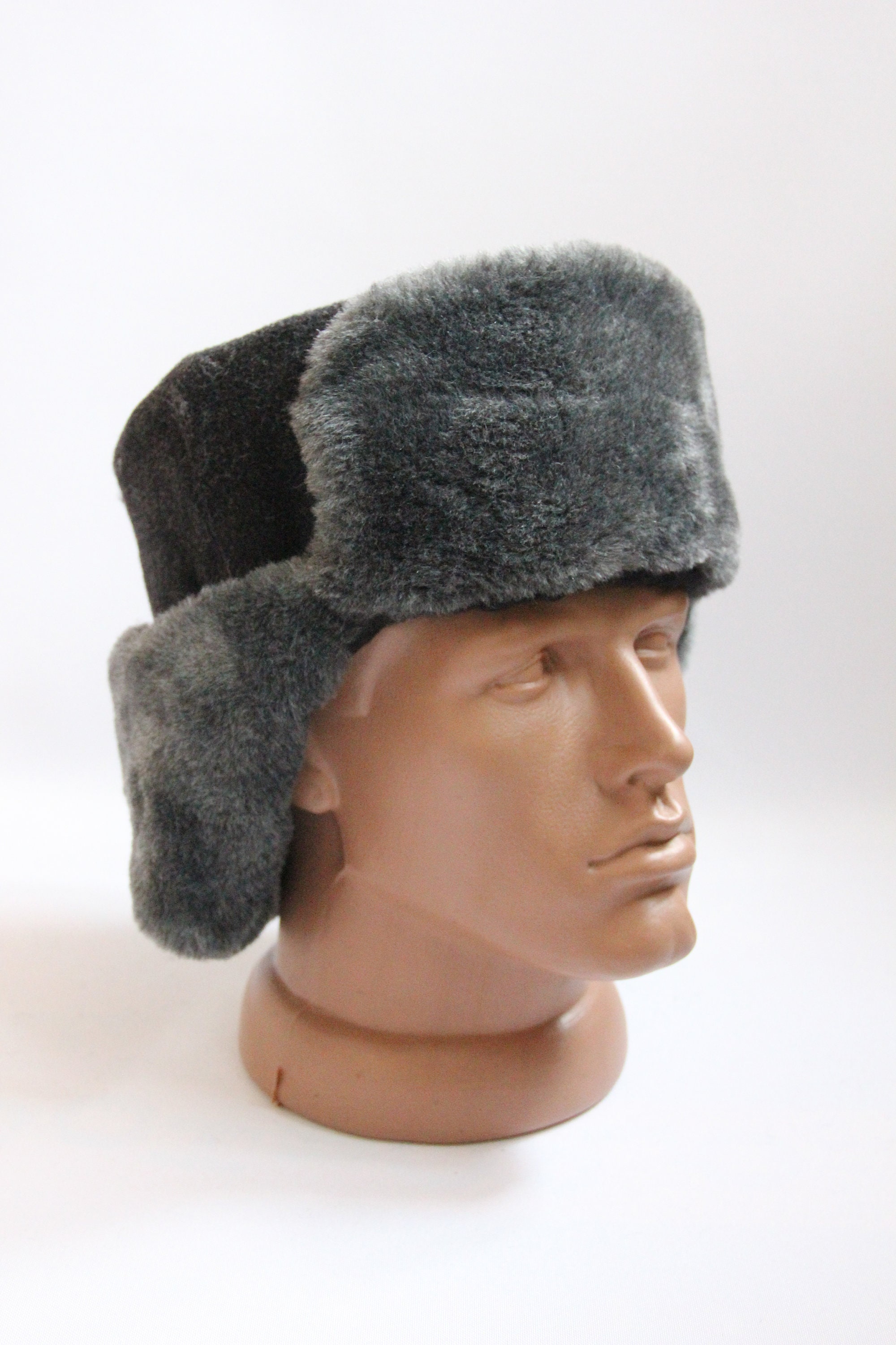 Vintage Winter Faux Fur Hat Soviet Army Design Ushanka Hat Etsy