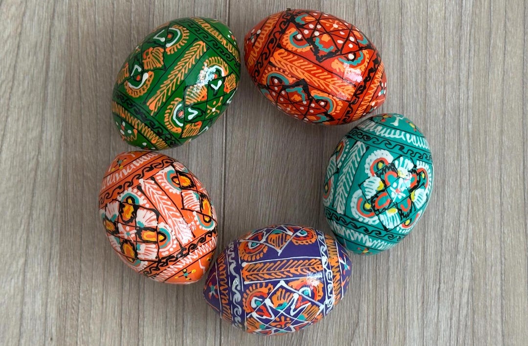 Hand Painted Wooden Christmas Egg Ukrainian Pysanka Petrykivka Pysanky ...