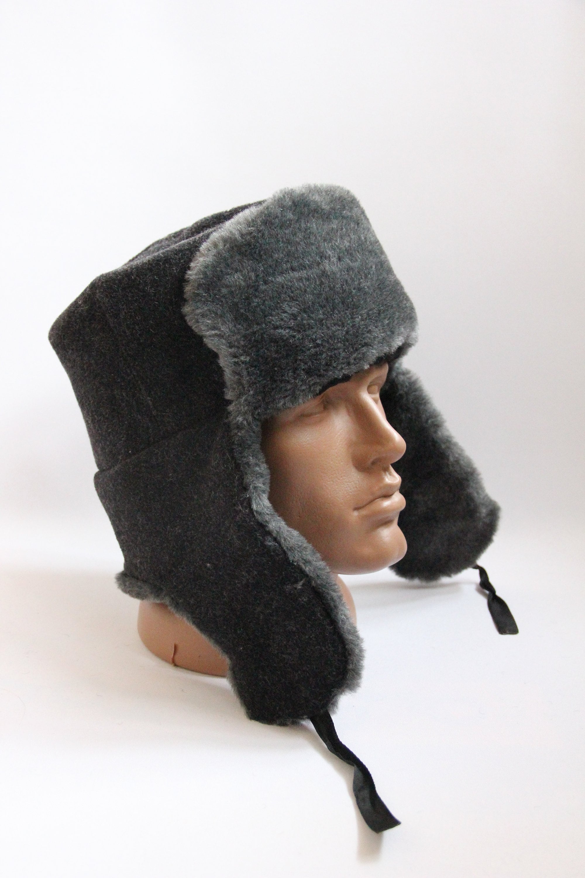 ヴィンテージ冬用フェイクファー帽子、ソビエト軍デザインウシャンカ