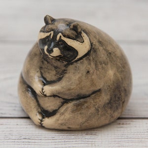 Ceramic Figurine Raccoon 2.36&quot; Collectable Ceramic Sculpture Home & Garden Decor Gift for Her Real Artwork Vladimir Butcanov
