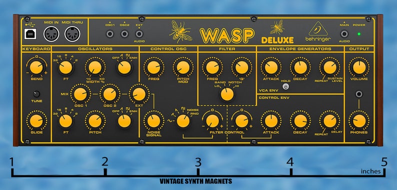 Behringer VC340 Pro 1 UBXa Wasp K-2 Poly D WING RD-8 RD-9 TD3 refrigerator synthesizer magnet Wasp Deluxe (5")