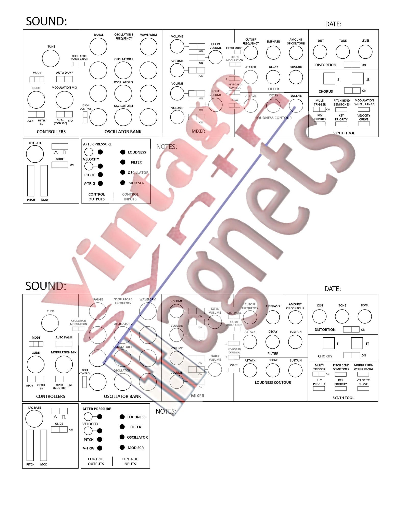 Behringer Model D Patch Sheets – Printable Synth Patch Template PDF ...