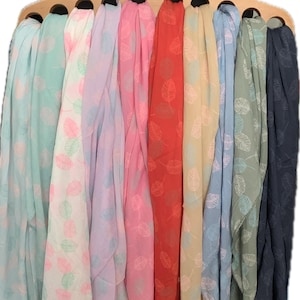 Cotton silk scarves feather leaves