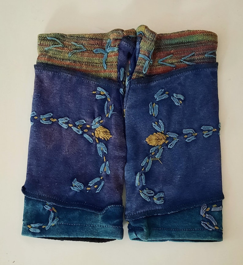 Patchwork cuffs lined 8 variants 1/2 Blau