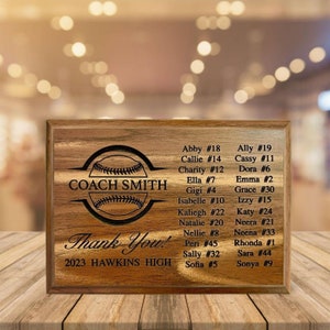 Baseball Coach Gift, Custom Wood Plaque, Personalized Thank You Gift for Coach, Assistant Coach Gift, End of Season Gift, Baseball Gift