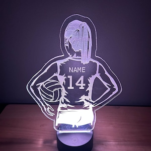 Volleyball Player Night Light, Personalized , Large Acrylic LED Light with Base and Remote, Girl Volleyball Desk Light, Volleyball Gift
