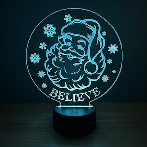 Santa Claus Christmas Acrylic LED Light, Color Changing with Remote, Christmas Decor, Holiday Gift Idea, Gift Exchange, Secret Santa