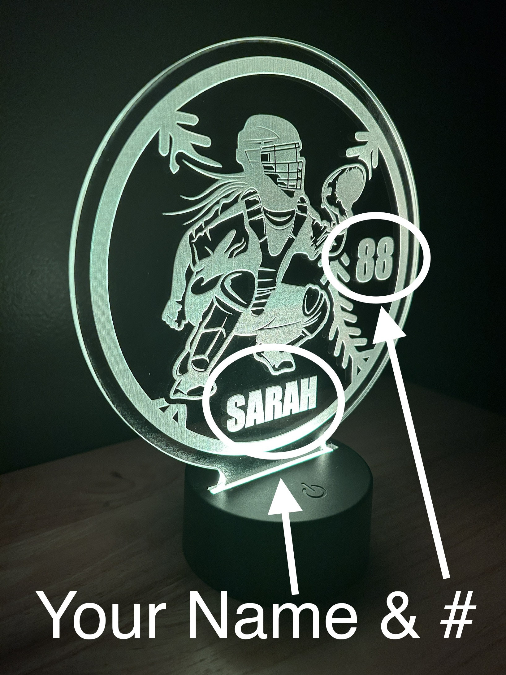 Softball Player Night Light, Large Softball Catcher, Personalized, 16 Colors with Remote Control, softball gift, softball player gift