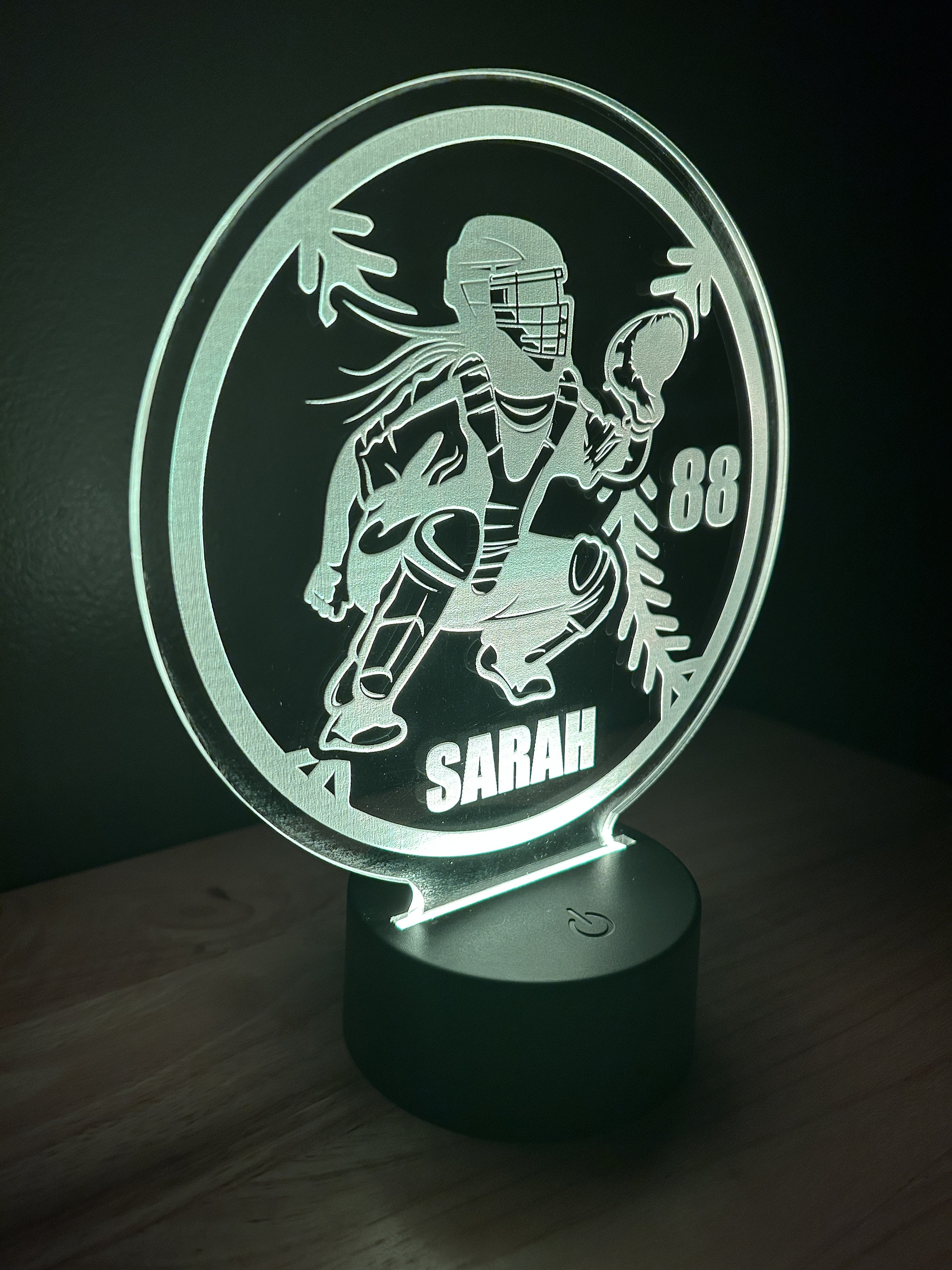 Softball Player Night Light, Large Softball Catcher, Personalized, 16 Colors with Remote Control, softball gift, softball player gift