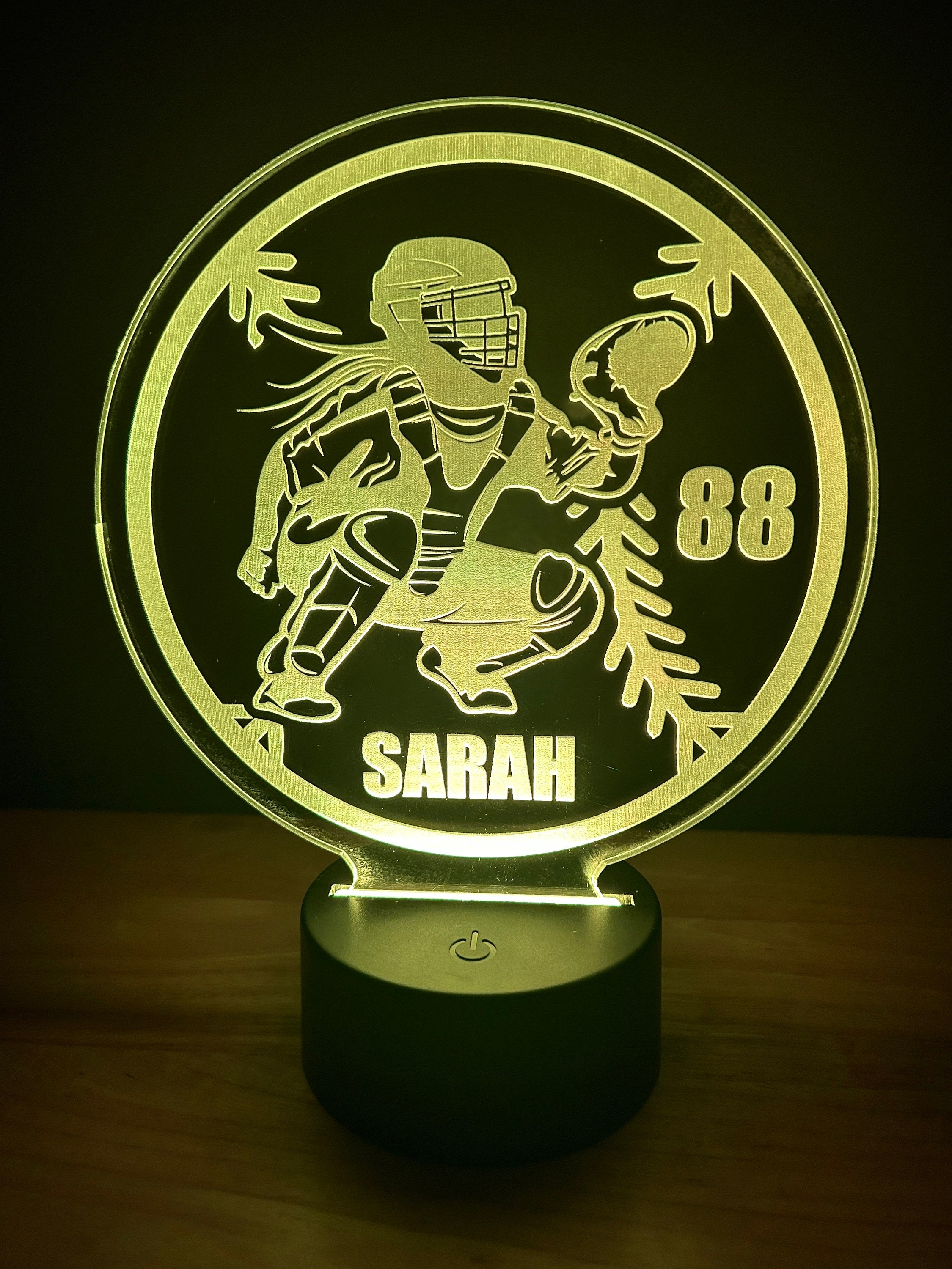 Softball Player Night Light, Large Softball Catcher, Personalized, 16 Colors with Remote Control, softball gift, softball player gift