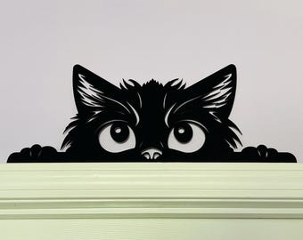 Black Cat Door Topper, Acrylic Peeking Black Cat, Black Cat Door Frame Decoration, Mischievous Kitten, Cat Related Gift