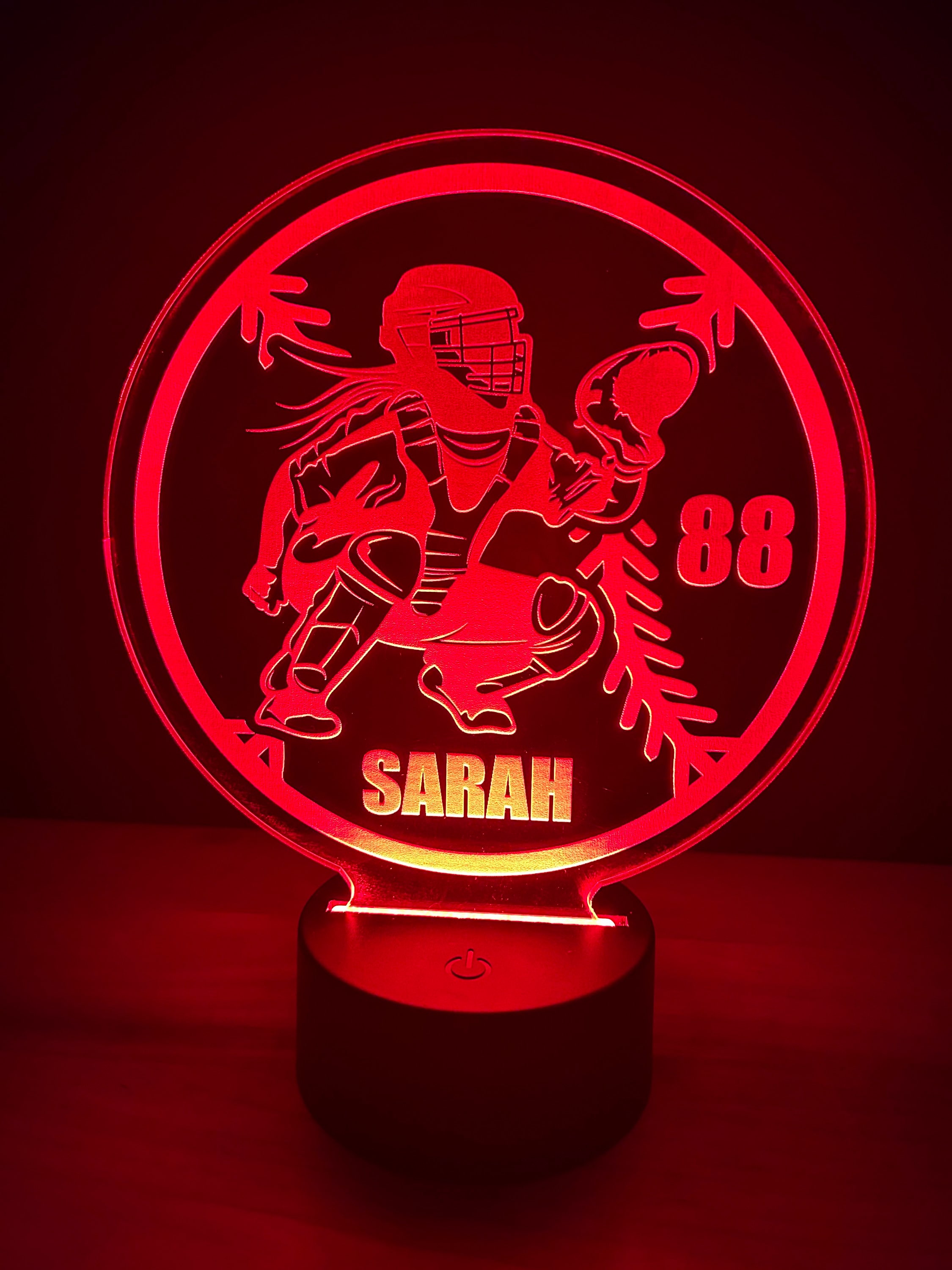 Softball Player Night Light, Large Softball Catcher, Personalized, 16 Colors with Remote Control, softball gift, softball player gift