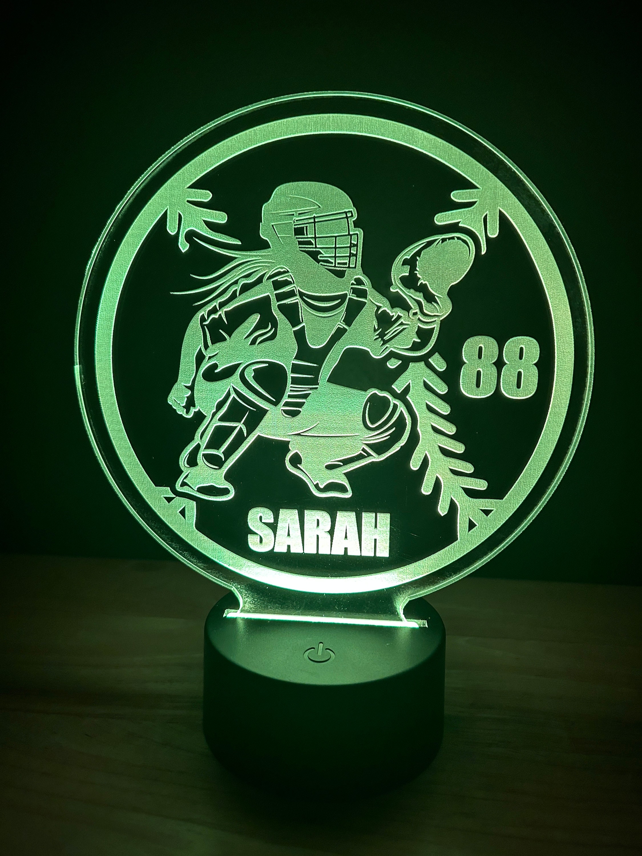 Softball Player Night Light, Large Softball Catcher, Personalized, 16 Colors with Remote Control, softball gift, softball player gift